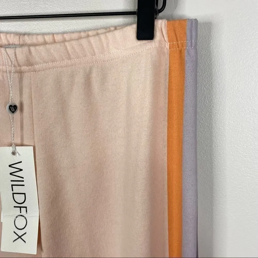 Wildfox Striped Love Life Jack Jogger Pant in Pink Grapefruit NWT Women's Small
